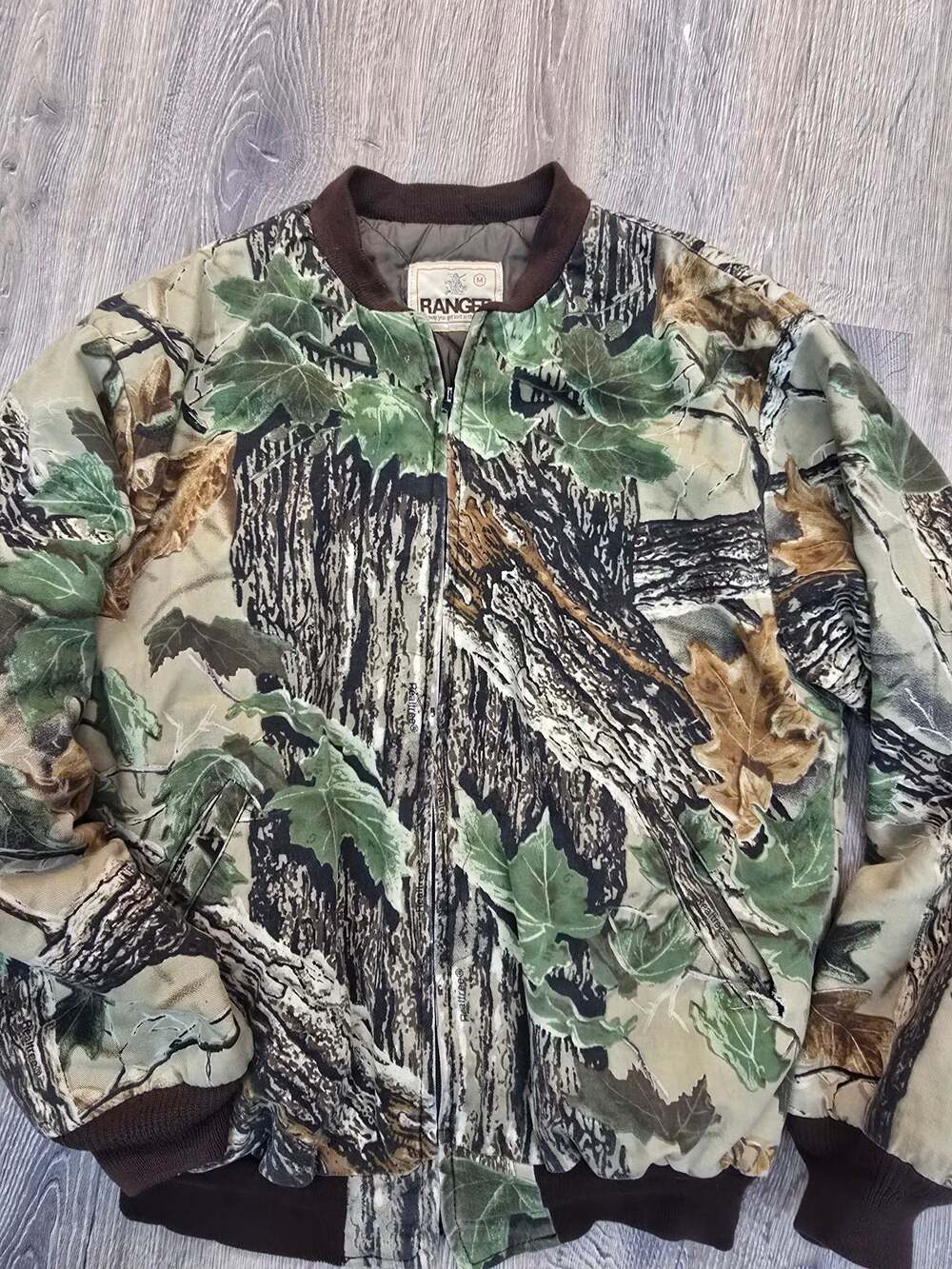 Vintage Ranger Realtree Camouflage Quilted Bomber Jacket